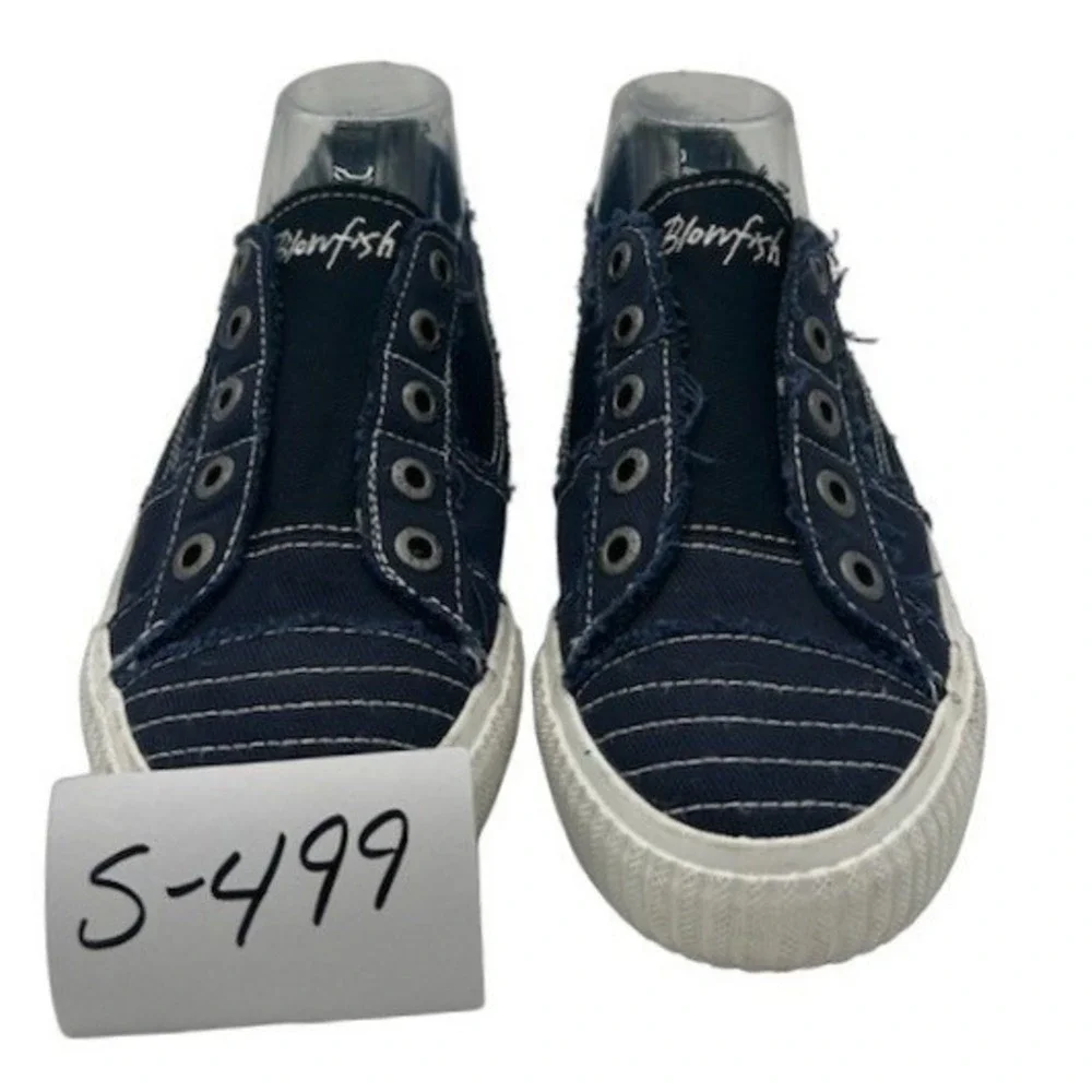 Blowfish Malibu Slip On Sneaker Women's Size 9.5 Navy Blue Distressed Canvas